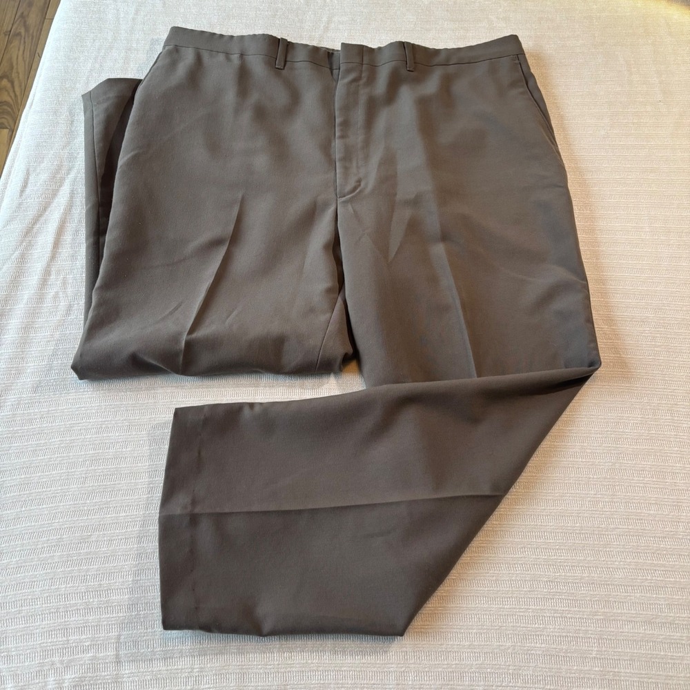 Haggar Mens Brown Dacron Polyester Worsted Wool Dress Pants 42x31 95353 3CS2 38
